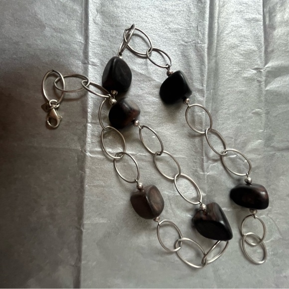 Silpada Sterling Silver and Ebony Wood Beaded Necklace - Picture 3 of 5